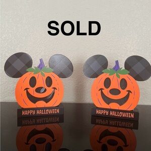 Two 2021 Disney Parks Happy Halloween Pumpkin Mickey Mouse Light Up Decor